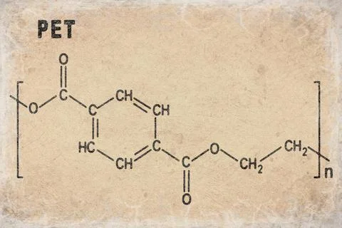 Polyethylene terephthalate or PET Structural chemical formula Stock Photos