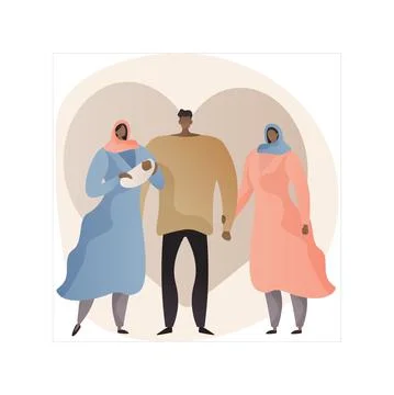 Polygamy abstract concept vector illustration. Illustrazione stock