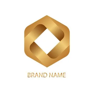 Polygon 3d golden logo icon, bran identity, business emblem Stock Illustration