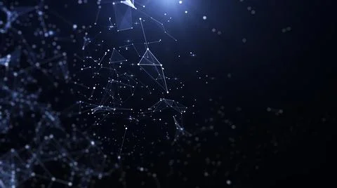 Polygon abstract background concept of dots and lines connected. with dark ba Stock Illustration