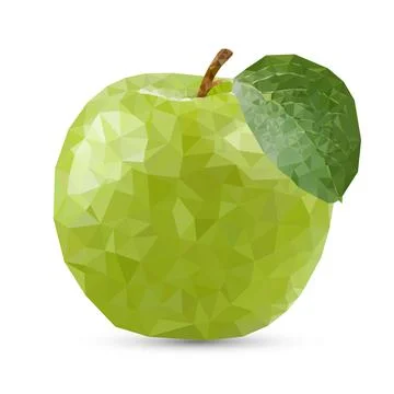 Polygon apple vector illustration. Green polygonal fruits on white background  Stock Illustration