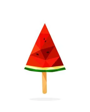 Polygon art image of slice of watermelon. vector illustration Illustrazione stock
