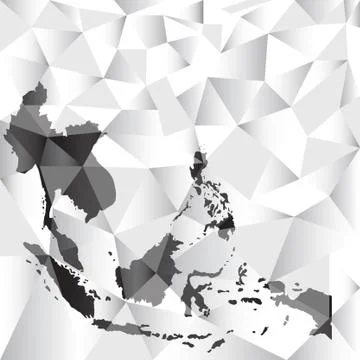 Polygon asean map, vector illustration Stock Illustration