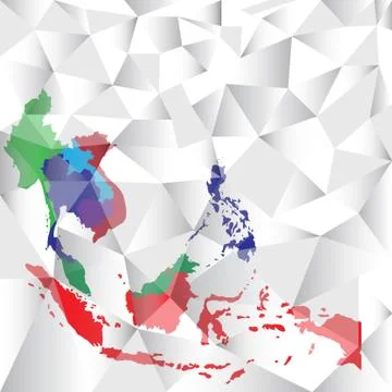 Polygon asean map, vector illustration Stock Illustration