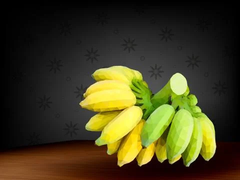 Polygon banana vector on dark background Stock Illustration