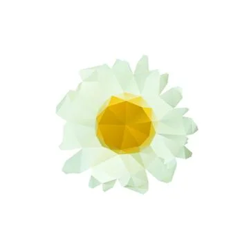 Polygon chamomile bud on a white background Stock Illustration