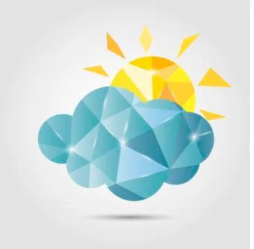 Polygon cloud and sun Stock Illustration