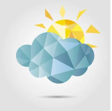 Polygon cloud and sun Stock Illustration