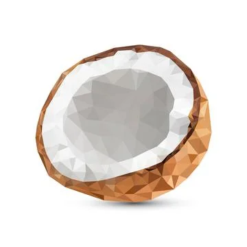 Polygon Coconut vector illustration. polygonal fruits on white background  Stock Illustration