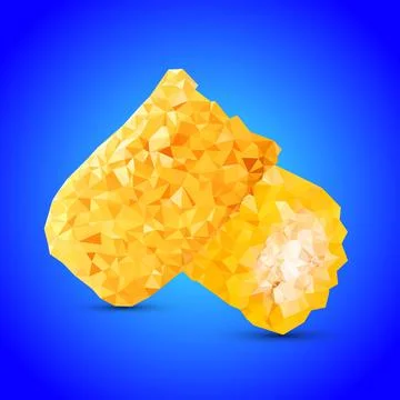 Polygon Corn vector illustration. Yellow polygonal fruits on blue background  Stock Illustration