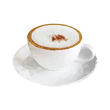 Polygon cup of cappuccino vector illustration. Elegant polygonal foods. Stock Illustration