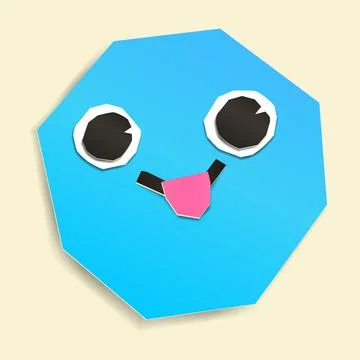 Polygon cut out of paper with a face Stock Illustration