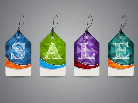 Polygon design shopping labels Stock Illustration
