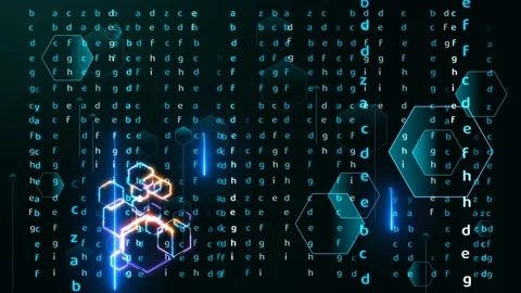 Polygon digital technology futuristic matrix numeric and blue laser abstract Stock Footage 139694161