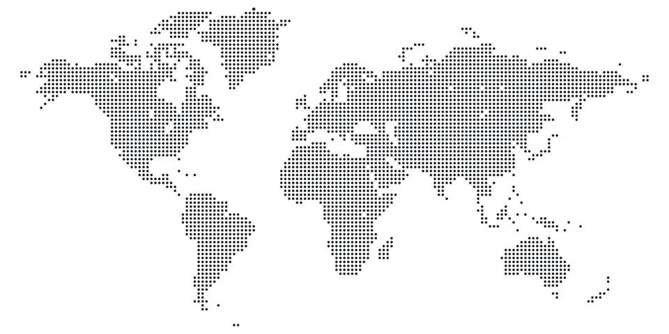 Polygon dotted world map design. Globe world map in polygon dot style Illustration