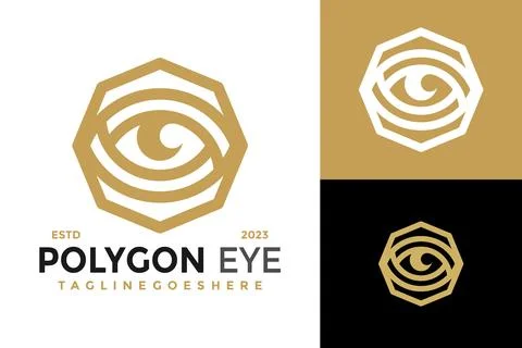 Polygon eye logo design vector symbol icon illustration Illustrazione stock