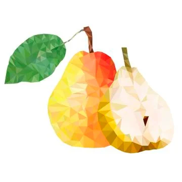 Polygon fruit. Abstract vector illustration of a pear. Stock Illustration