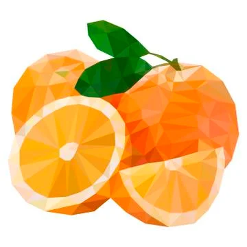 Polygon fruit. Abstract vector illustration of an oranges. Illustrazione stock
