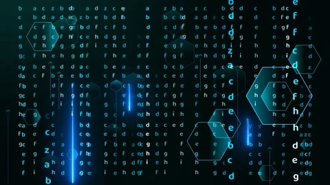 Polygon futuristic matrix numeric and blue laser abstract light effect falling Stock Footage 149165864