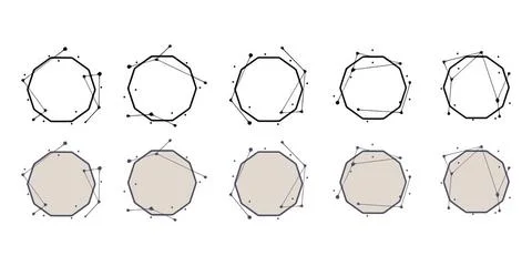  Polygon geometric frame in hand drawn style. Abstract templates for title... Foto stock