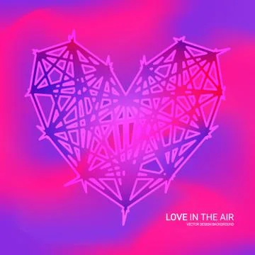 Polygon heart icon on Plastic Pink, Purple colors Stock Illustration
