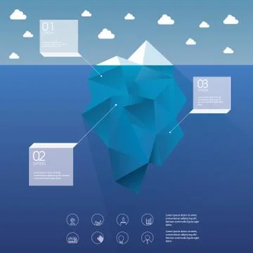 Polygon iceberg concept vector design with infographic menu options as symbol of Stock Illustration