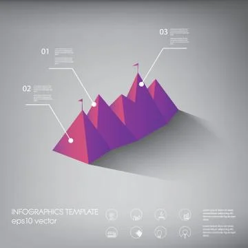 Polygon infographics background template or layout with line icons. Suitable for Stock Illustration