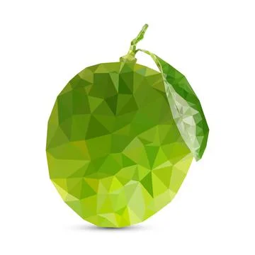 Polygon Lemon vector illustration. Green polygonal fruits on white background  Stock Illustration