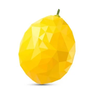 Polygon Lemon vector illustration. Yellow polygonal fruits  on white background  Stock Illustration