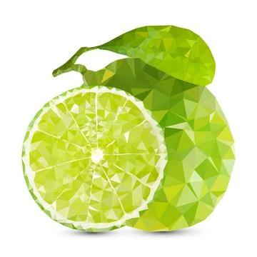 Polygon Lime vector illustration. Green polygonal fruits on white background  Stock Illustration