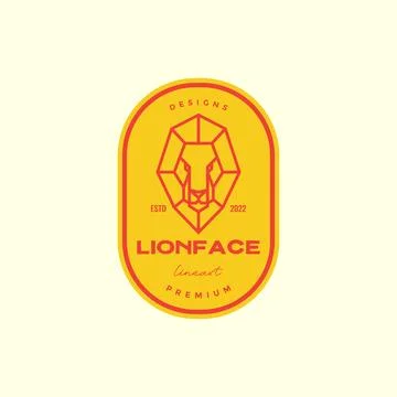 Polygon line head lion badge simple logo design vector graphic symbol icon .. Stock Illustration