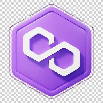 Polygon (MATIC) Badge Left View Crypto Isolated On White Background Blockchain Stock Illustration