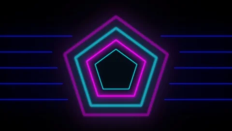 Polygon Neon Blinking with bar neon Animation Stock Footage 128443924