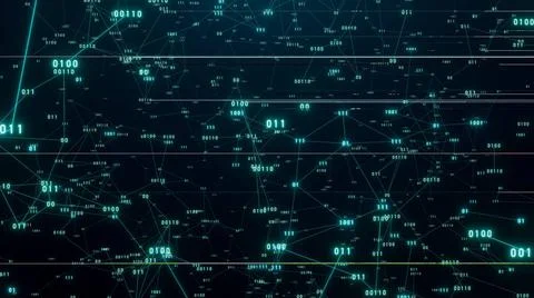 Polygon network with animated binary numbers. Polygon network with animate... Stock Photos