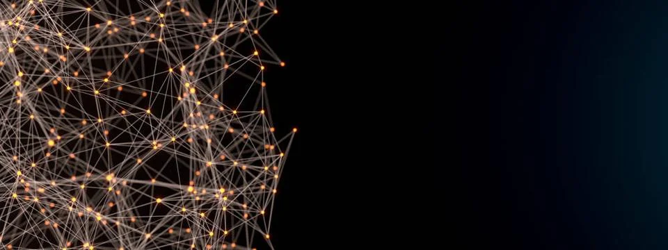 Polygon network in orange. Polygon network in orange. Abstract plexus, sci... Stock Photos