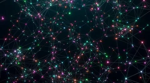 Polygon network Polygon network imulitcolored. Abstract plexus, science, c... Stock Photos