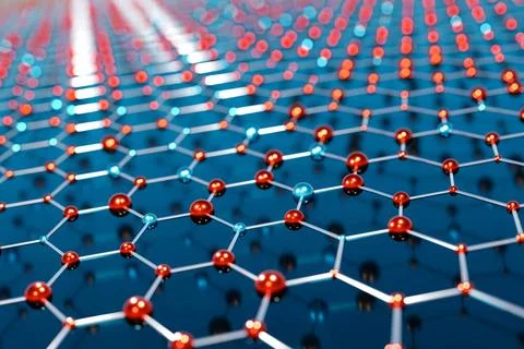 Polygon network with red nodes. Abstract red polygon or plexus network wit... Stock Photos