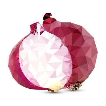 Polygon Onion vector illustration. Polygonal fruits on white background  Stock Illustration