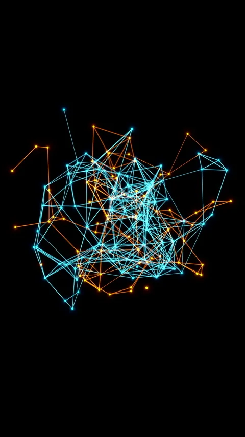 Polygon or plexus network in orange and blue. Stock Footage 321550732