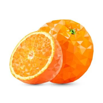Polygon Orange vector illustration. Yellow polygonal fruits on white background  Stock Illustration