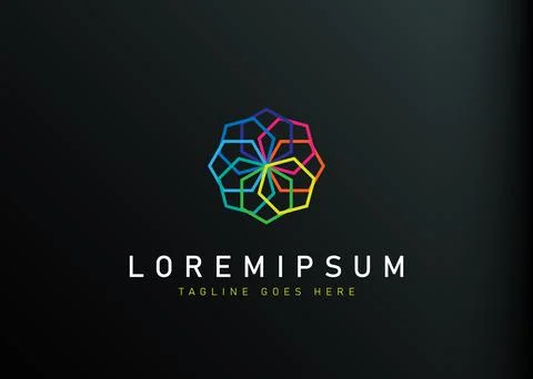 Polygon ornamental logo design. Vector illustration of ornamental polygon ful Stockillustratie