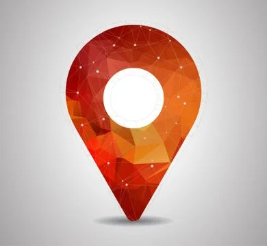 Polygon pin with map icon vector Stock Illustration