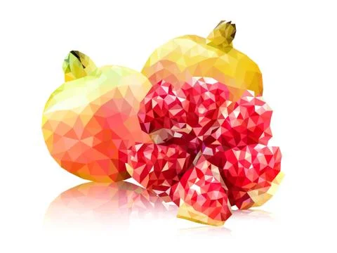 Polygon pink pomegranate Stock Illustration