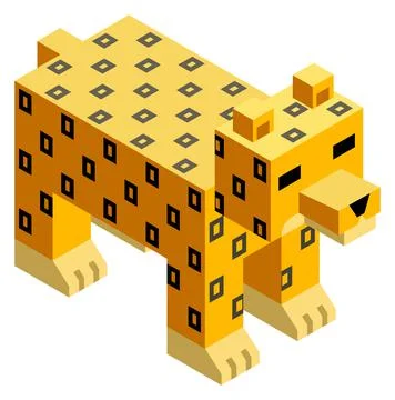 Polygon pixel leopard. Low poly animal icon イラスト素材