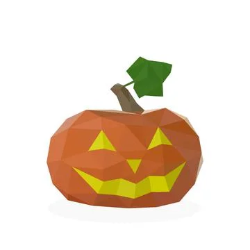 Polygon pumpkin image. halloween vector illustration logo 스톡 일러스트