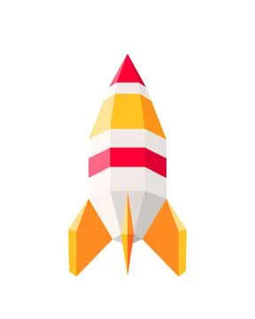Polygon rocket ship art image. vector illustration Stock Illustration
