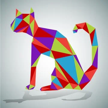Polygon Sitting Cat Stock Illustration