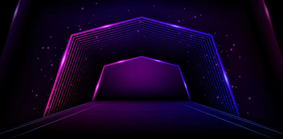 Polygon Stage technology blue violet Stock Illustration