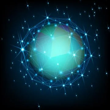 Polygon star in dark universe. Stock Illustration