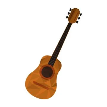Polygon texture acoustic guitar icon Stock Illustration